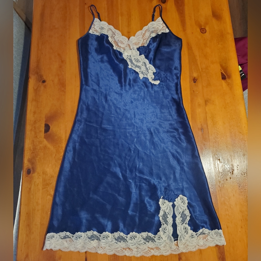 Gold Label Victoria Secret Royal Blue Slip Midi Spaghetti-strap Dress Size Large